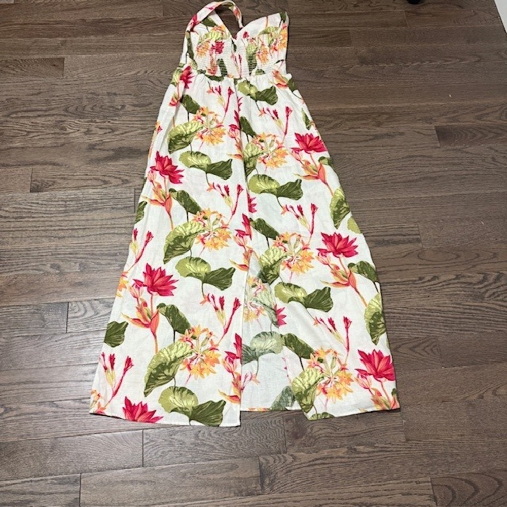 Tommy Bahama Linen Halter Maxi Dress Tropical Floral Print Medium - Picture 4 of 8